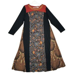 Soft Surroundings Icon Sultana Dress Womens 2X Multi Embroidered Black Red Gold